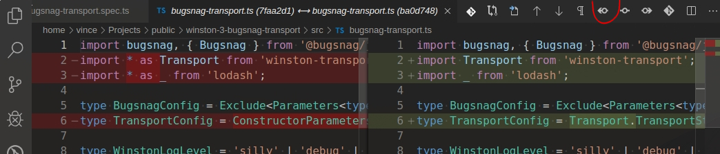 VSCode &amp; GitLens - Diff
